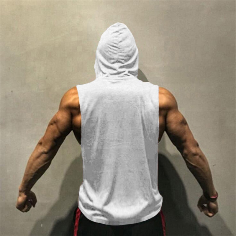 Plain Bodybuilding Hooded Tank Top