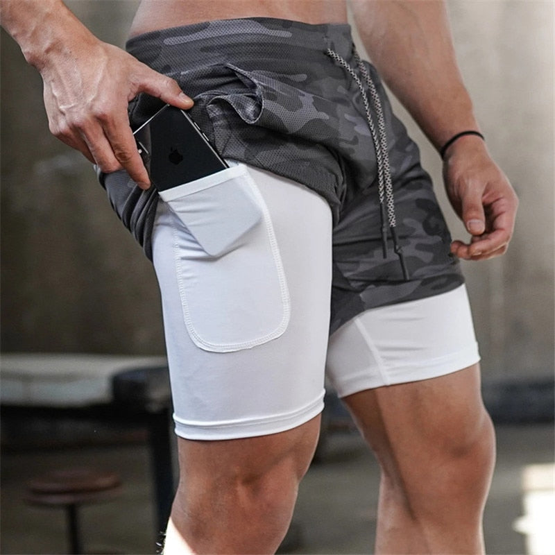 2 In 1 Double-deck Quick Dry GYM Sport Shorts