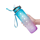 Motivational Sports Water Bottle with Straw Leak-proof BPA Free Jugs Mug