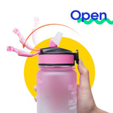 Motivational Sports Water Bottle with Straw Leak-proof BPA Free Jugs Mug