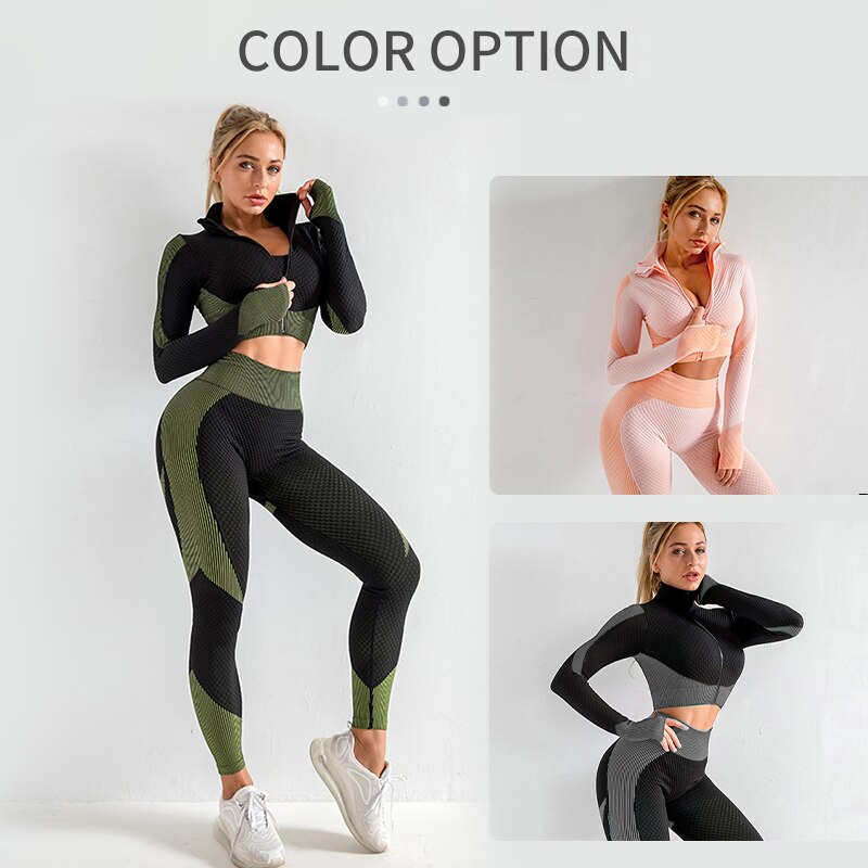 3pcs Seamless Outfit Workout Sets Gym for Women, Fitness Sports School  Running Clothes Yoga Sportswear