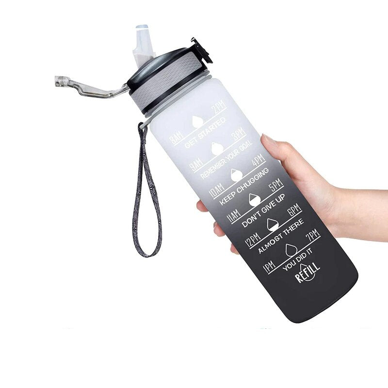 Motivational Sports Water Bottle with Straw Leak-proof BPA Free Jugs Mug