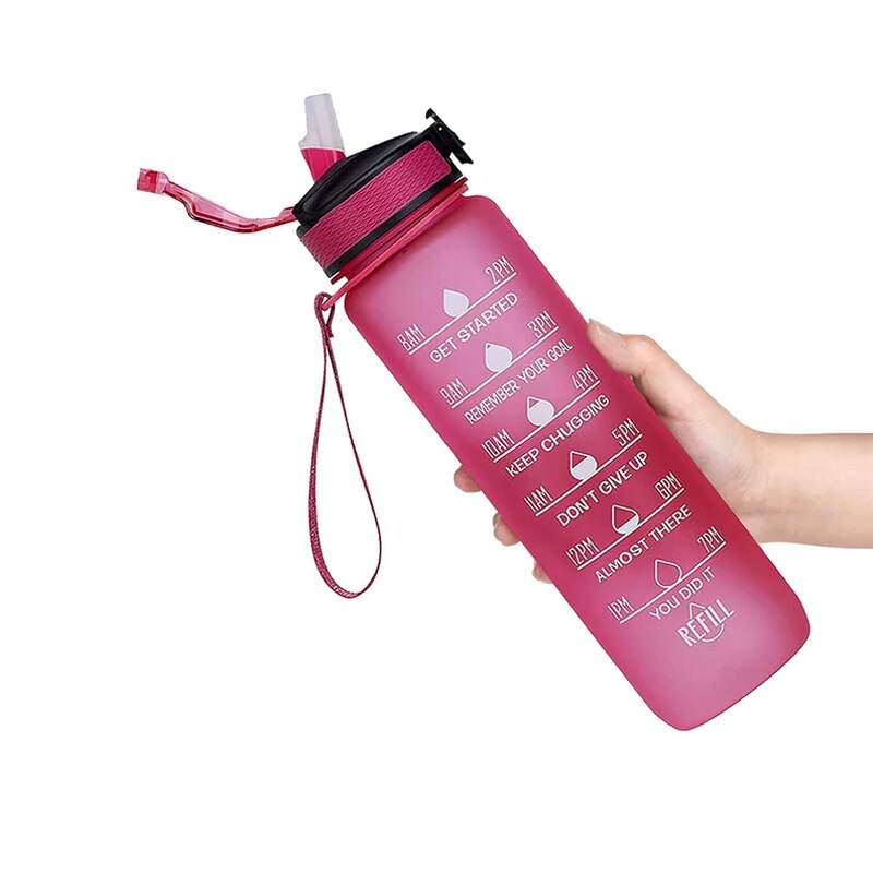 Motivational Sports Water Bottle with Straw Leak-proof BPA Free Jugs Mug