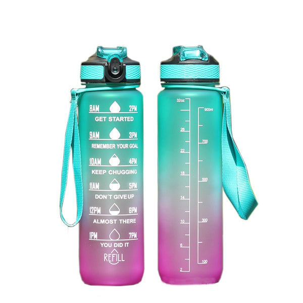 Motivational Sports Water Bottle with Straw Leak-proof BPA Free Jugs Mug