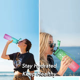 Motivational Sports Water Bottle with Straw Leak-proof BPA Free Jugs Mug