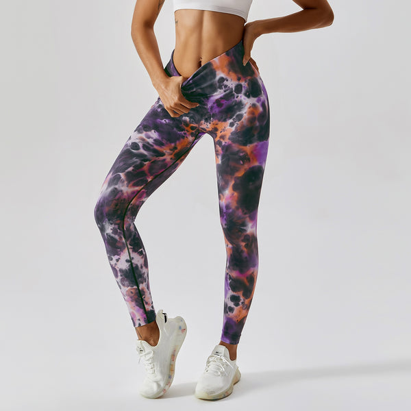 Tie Dye Leggings High Waist Elastic