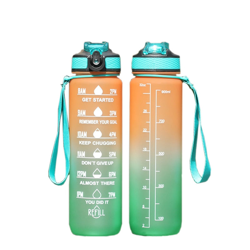 Motivational Sports Water Bottle with Straw Leak-proof BPA Free Jugs Mug