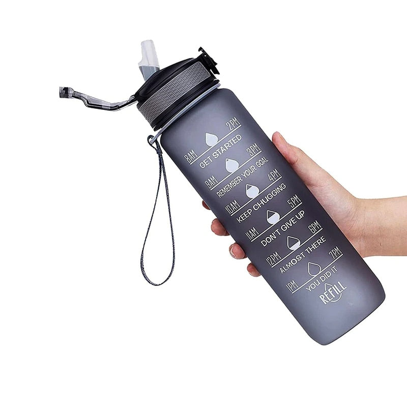 Motivational Sports Water Bottle with Straw Leak-proof BPA Free Jugs Mug