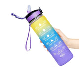 Motivational Sports Water Bottle with Straw Leak-proof BPA Free Jugs Mug